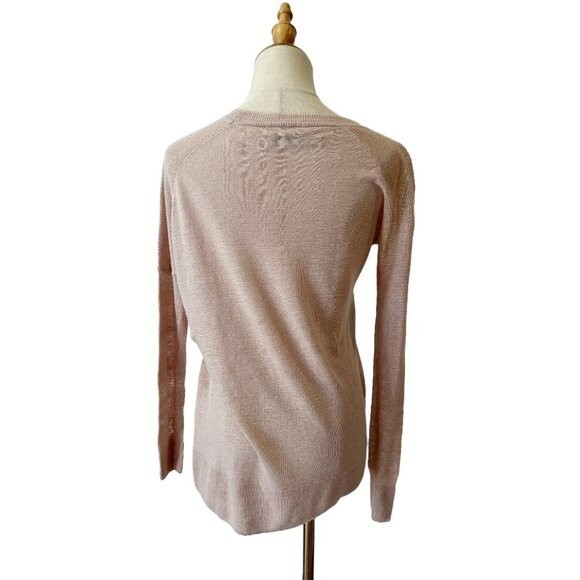 All Saints Beige Linen Knit Top Lightweight XS Side Slit Natural Fiber - Picture 3 of 9